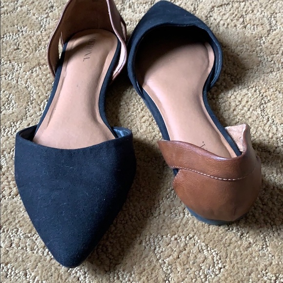 Navy and Leather Flats (Size 9) - Picture 2 of 3
